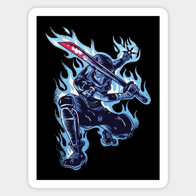 Blue Ninja Sticker by Urban_Vintage